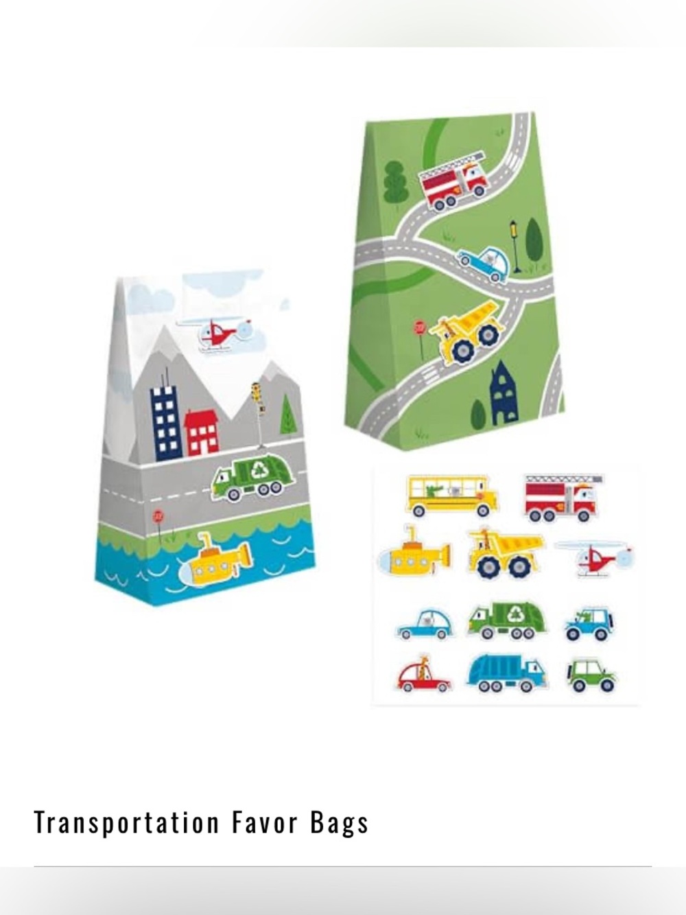 Transportation Favor Bags for Kids - Multi-Color